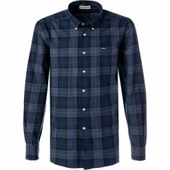 Bestpreis ✔️ Barbour Hemd Wetherham midnight MSH4982TN54 Tailored Fit, Twill, Blau kariert 🔔