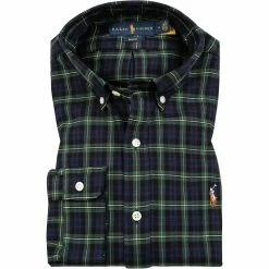 Rabatt 🛒 Polo Ralph Lauren Hemd 710853154/002 Slim Fit, Baumwolle, Navy-grün kariert, Navy-grün 🎉