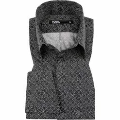 Schlussverkauf 🥰 KARL LAGERFELD Hemd 605008/60/512685/991 Modern Fit, Baumwolle, Schwarz-weiß gemustert, Schwarz-weiß 😉