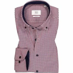 Budget 🎁 ETERNA Hemd 2416/FS44/67/56 Slim Fit, Baumwolle CO2-Neutral, Rot-weiß kariert, Rot ❤️
