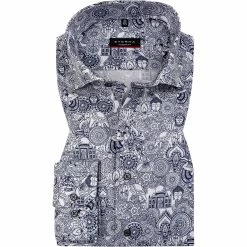 Am billigsten 🤩 ETERNA Hemd 3472/X07K/18 Modern Fit, Baumwolle, Blau gemustert, Blau ✔️