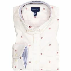 Rabatt 👏 Gant Hemd 3017270/113 Regular Fit, Baumwolle, Weiß gemustert, Creme ⭐