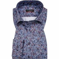 Auslauf 🛒 ETERNA Hemd 8046/X18K/82 Modern Fit, Baumwolle, Blau gemustert, Blau-rost ✔️