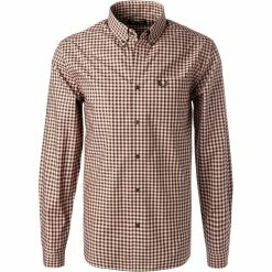 Auslauf 🤩 Fred Perry Hemd M9500/408 Popeline, Rosa kariert, Rosa-schwarz 🤩