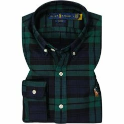 Bester Verkauf 🌟 Polo Ralph Lauren Hemd 710853154/004 Slim Fit, Baumwolle, Grün-navy kariert, Grün-navy ⌛