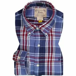 Neu 🤩 Polo Ralph Lauren Hemd 710852724/001 Baumwolle, Blau-rot kariert, Blau-rot 😀