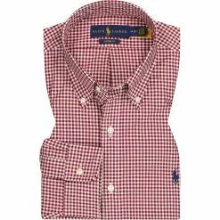 Besorgen 🎁 Polo Ralph Lauren Hemd 710815612/018 Custom Fit, Baumwolle, Rot-weiß kariert, Rot-weiß 😍