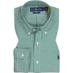 Auslauf 🤩 Polo Ralph Lauren Hemd 710815612/019 Custom Fit, Baumwolle, Grün-weiß kariert, Grün-weiß 💯