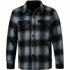 Schlussverkauf 😍 Replay Overshirt M4048W.000.52464/010 Wolle, Blau meliert, Hellblau-schwarz ⭐