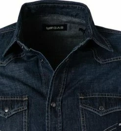 Coupon ✨ GAS 👖 Jeanshemd 151258 020893/WX53 Baumwolle-Leinen, Dunkelblau 🎉 -Hemden Verkaufsgeschäft 379866 norm2