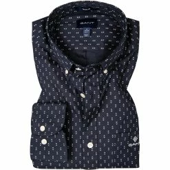 Brandneu 👏 Gant Hemd 3018070/433 Regular Fit, Baumwolle, Nachtblau gemustert, Nachtblau 😉