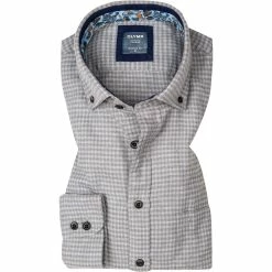 Budget 💯 OLYMP Casual Modern Fit 4074/84/62 Hemd, Bio Baumwolle, Grau gemustert, Grau ✨