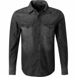 Besorgen 😍 Replay Hemd M4981.000.228 94B/097 👖 Jeanshemd, Baumwolle, Dunkelgrau 👍