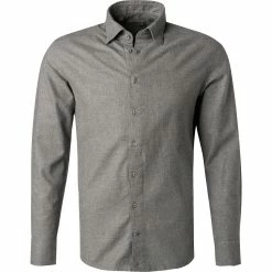 Budget ⌛ fakts Hemd 6053/812 Slim Fit, Flanell, Grau meliert, Grau 😉