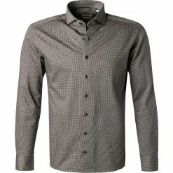 Neu 🌟 ETERNA Hemd 2490/YS82/67/39 Slim Fit, Jersey CO2-Neutral, Grau gemustert, Grau 😍
