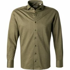 Bestpreis 😍 ETERNA Hemd 2490/JS82/46 Modern Fit, Jersey CO2-Neutral, Moosgrün gemustert, Moosgrün ✨