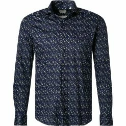 Coupon 🥰 ETERNA Hemd 2491/YS82/67/19 Slim Fit, Jersey CO2-Neutral, Dunkelblaugemustert, Dunkelblau 👍