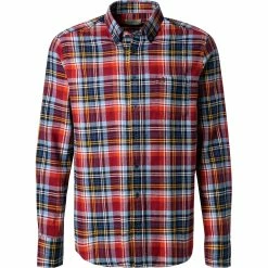 Billig ⭐ bugatti Hemd 9350/88320/960 Modern Fit, Baumwolle, Rot-blau kariert, Rot-orange-blau 🛒