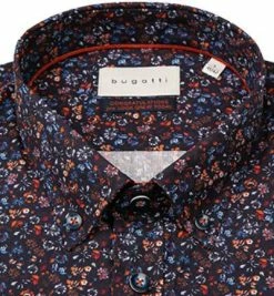 Brandneu 🔔 bugatti Hemd 9350/88805/390 Modern Fit, Baumwolle, Nachtblau gemustert, Nachtblau 🔥 -Hemden Verkaufsgeschäft 380510 norm2