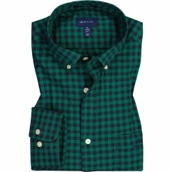 Billig 🔔 Gant Hemd 3011230/373 Regular Fit, Twill, Dunkelgrün kariert, Dunkelgrün ❤️