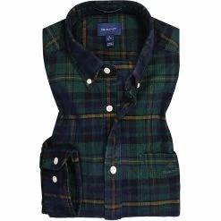 Brandneu 🥰 Gant Hemd 3016470/374 Baumwolle, Dunkelgrün-blau kariert, Dunkelgrün 🥰