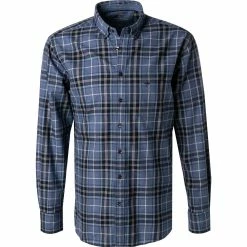 Neu 🔥 Fynch-Hatton Hemd 1221 6040/6040 Flanell, Blau kariert, Blau ⭐