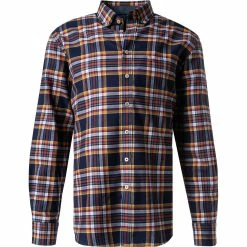 Top 10 ⌛ Fynch-Hatton Hemd 1221 8040/8042 Baumwolle, Navy kariert, Navy-grün ⌛