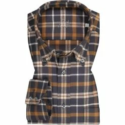 Bester Verkauf 😍 van Laack Hemd Comfort Fit 156531/RALON-CF/060 Baumwolle. dunkelblau-braun kariert, Dunkelblau-braun-beige ⭐