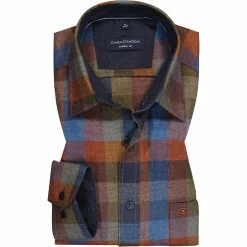 Top 10 💯 CasaModa Hemd 413715900/450 Casual Fit, Baumwolle, Dunkelorange-blau kariert, Dunkelorange 💯