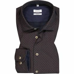 Auslauf 🎉 Seidensticker Hemd 151060/27 Regular Fit, Baumwolle, Braun-nachtblau gemustert, Braun 😍