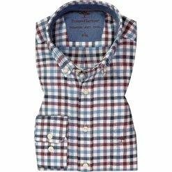 Angebote ⭐ Fynch-Hatton Hemd 1221 8140/8144 Baumwolle, Blau-rot kariert, Blau-dunkelrot-weiß 🧨