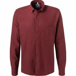 Auslauf 🎉 Haupt Hemd 715110159070/10407 Regular Fit, Baumwolle, Dunkelrot meliert, Dunnkelrot 😉