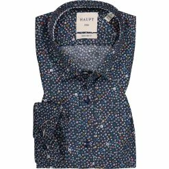 Schlussverkauf ⭐ Haupt Hemd 715225059215/40708 Regular Fit, Baumwolle, Dunkelblau gemustert, Dunkelblau ✨