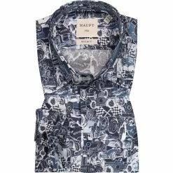 Blitzangebot 🥰 Haupt Hemd 715201059213/40708 Regular Fit, Baumwolle, Blau gemustert, Blau 🎁