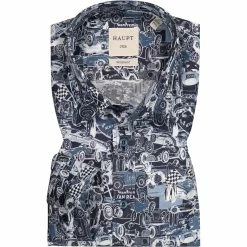 Rabatt ❤️ Haupt Hemd 715201049213/40708 Modern Fit, Baumwolle, Blau gemustert, Blau 👏