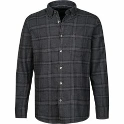 Bester Verkauf 👏 Marc O'Polo Hemd 130 7309 42190/H96 Regular Fit, Flanell, Graphit kariert, Dunkelgrau 🔥