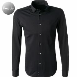 Großhandel ✔️ BOGGI MILANO Hemd BO21A0495/03 Piqué schnelltrocknend, Schwarz ✨