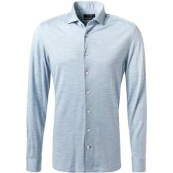 Am billigsten 😍 OLYMP Signature Tailored Fit 8504/84/11 Hemd, Schurwoll-Jersey, Bleu meliert, Bleu 🥰