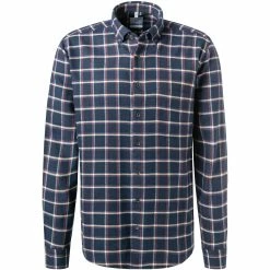 Bestpreis 🎁 Haupt Hemd 715110159078/30708 Regular Fit, Flanell, Navy-koralle kariert, Dunkelblau 🎉