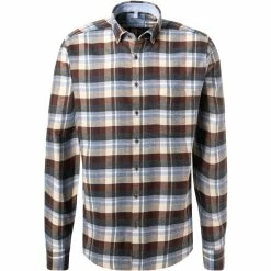 Am billigsten ✨ Haupt Hemd 715111159074/30805 Regular Fit, Flanell, Bleu-rost kariert, Braun-beige-blau 🛒
