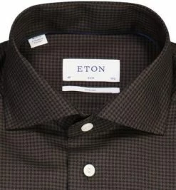 Budget 🌟 ETON Hemd 1000/02358/39 Slim Fit, Merinowolle, Dunkelbraun gemustert, Dunkelbraun 😍 -Hemden Verkaufsgeschäft 382440 norm2