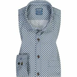 Rabatt 🤩 OLYMP Casual Modern Fit 4082/14/47 Hemd, Baumwolle, Blau gemustert, Oliv 😀