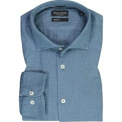 Top 10 ⭐ Marc O'Polo Hemd 220 7204 42168/E84 Shaped Fit, Bio Baumwolle, Blau kariert, Graublau 🛒