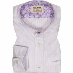 Aktion ❤️ FIL NOIR Hemd Santino 51614/54 Shaped Fit, Baumwolle CO2-Neutral, Helllila gestreift, Helllila 👍