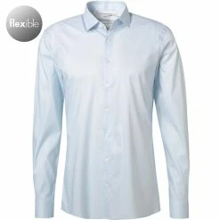 Neu 👍 OLYMP No. Six 24/Seven Super Slim 2532/14/11 Hemd, Super Slim Fit, Mikrofaser Stretch, Hellblau gemustert, Bleu 🎁