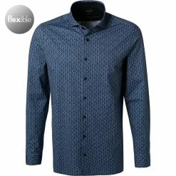 Billig 👍 OLYMP Luxor Modern Fit 1204/14/18 Hemd, Jersey geruchshemmend, Marineblau gemustert, Marine 😉