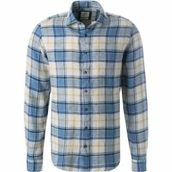 Angebote ✨ OLYMP Casual Level Five Body Fit 3211/14/18 Hemd, Reines Leinen, Marineblau kariert, Marine ⌛