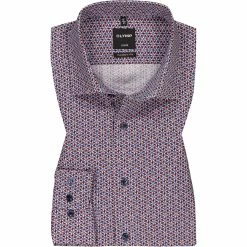 Am billigsten 🌟 OLYMP Luxor Modern Fit 1338/14/35 Hemd, Baumwolle, Blau-rot gemustert, Rot 🎉