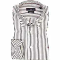Budget 🔔 Tommy Hilfiger Hemd MW0MW22511/OGJ Regular Fit, Bio Baumwolle, Weiß-schwarz gestreift, Weiß-schwarz 👍