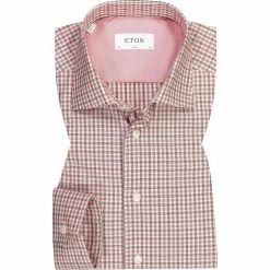 Am billigsten 🥰 ETON Hemd 1000/03167/55 Slim Fit, Baumwolle, Rot-olivgrün kariert, Rot-olive 🔔